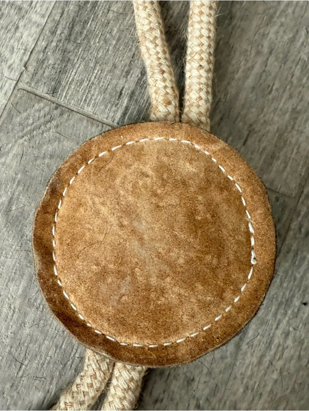Leather Patch Rope Dog Tug Toy with Buc-ee Logo - Tan